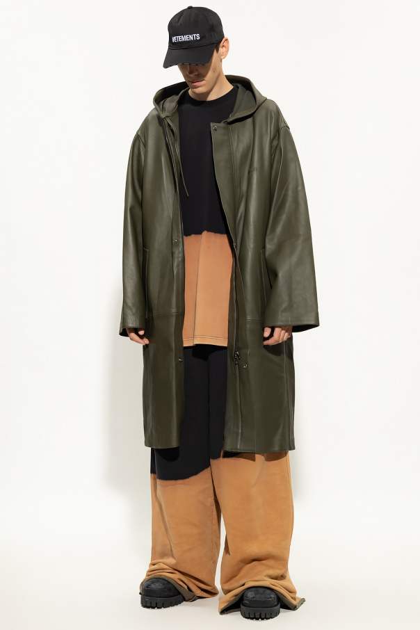 VETEMENTS Hooded leather coat