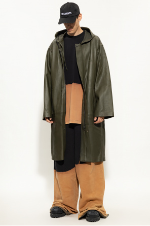 Hooded leather coat od VETEMENTS