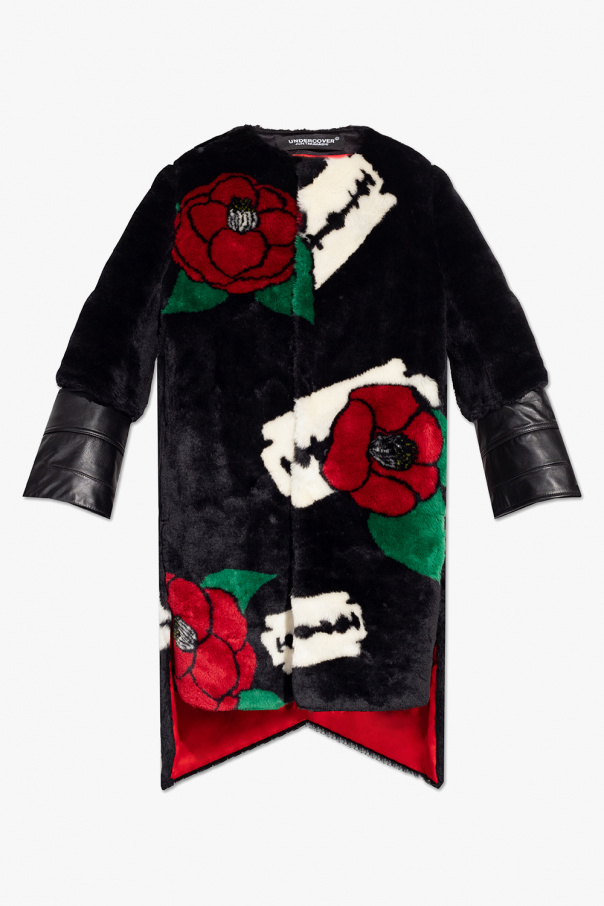 Undercover Fur coat with floral pattern