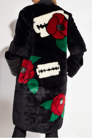 Undercover Fur coat with floral pattern