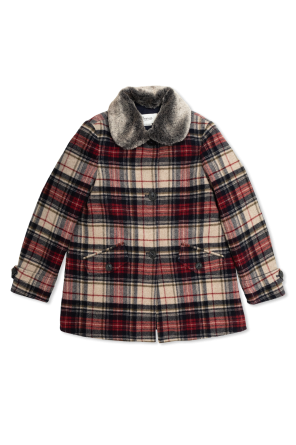 Wool coat with check pattern