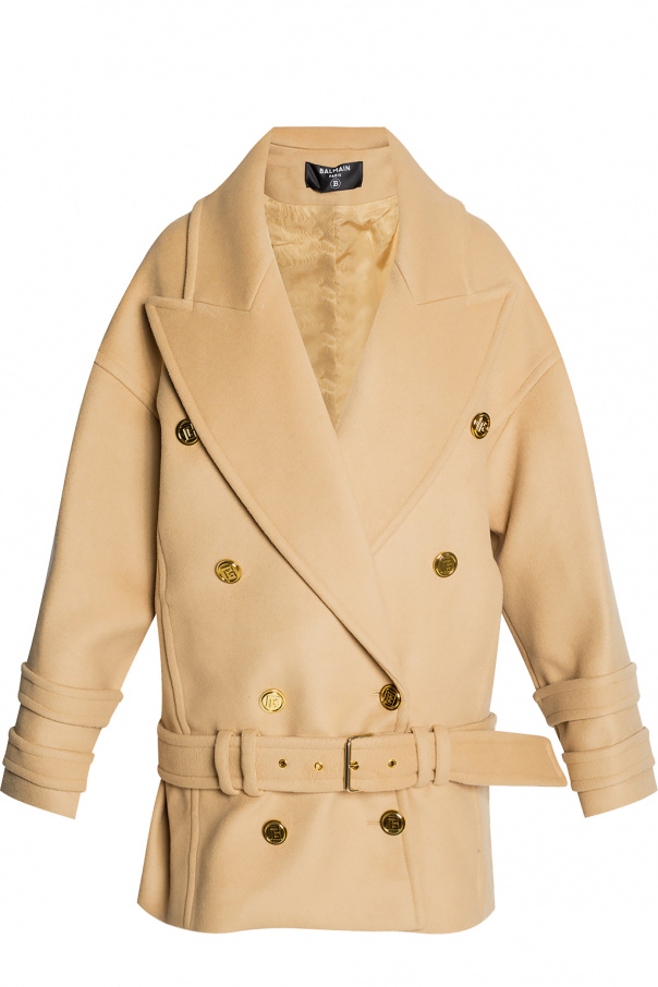 Balmain Double-breasted coat with belt