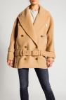 Balmain beige Double-breasted coat with belt