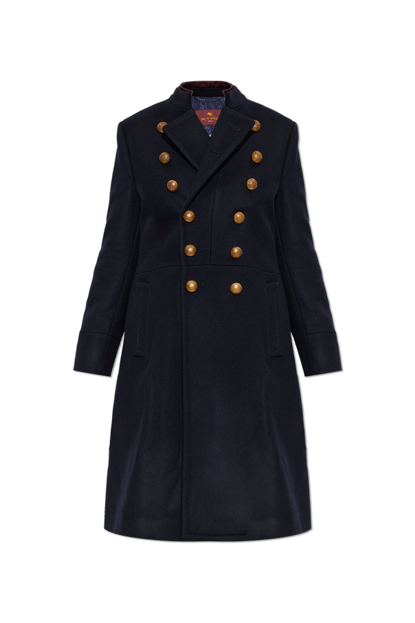 Wool Coat with Stand Collar od Etro