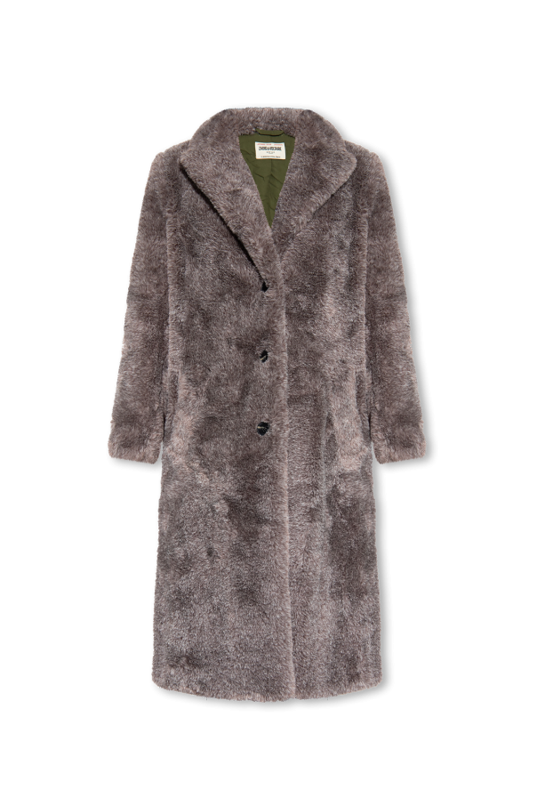‘Monacoco’ faux-fur coat od polka-dot print sweatshirt