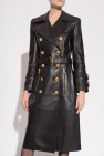 Balmain BLACK Leather trench coat