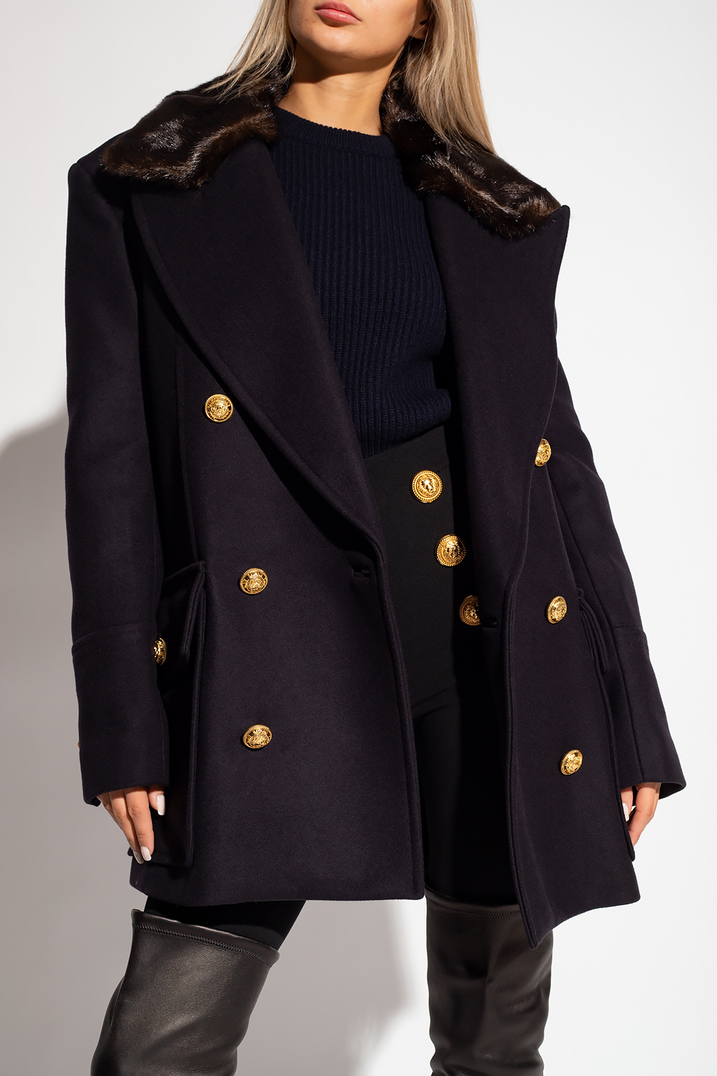 balmain Long Wool oversize coat