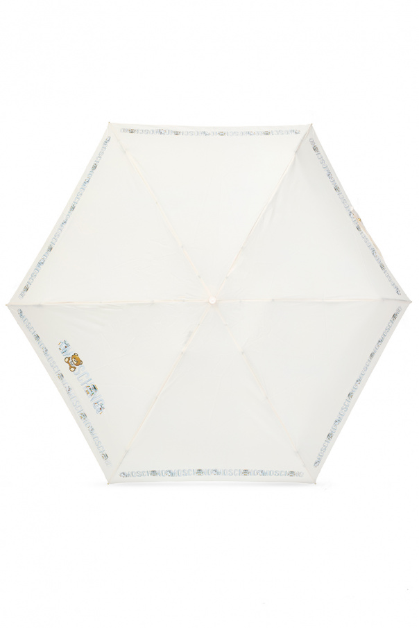 Moschino cream Folding umbrella with logo