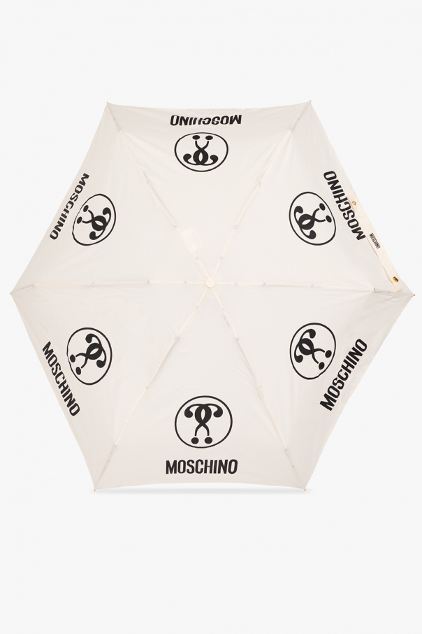Moschino cream Folding umbrella with logo
