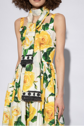 Scarf with floral motif od Dolce & Gabbana Kids logo waist leopard print shorts