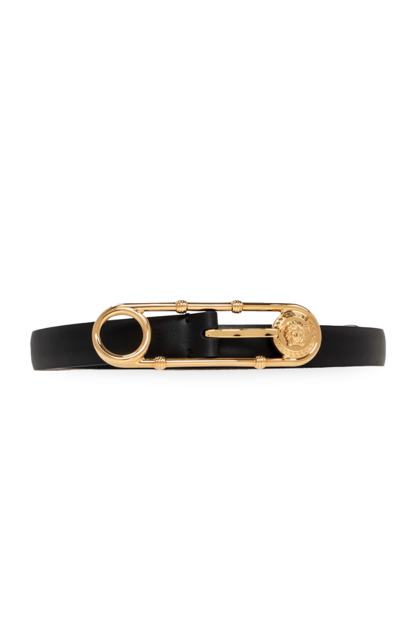 Leather belt with decorative buckle od Versace