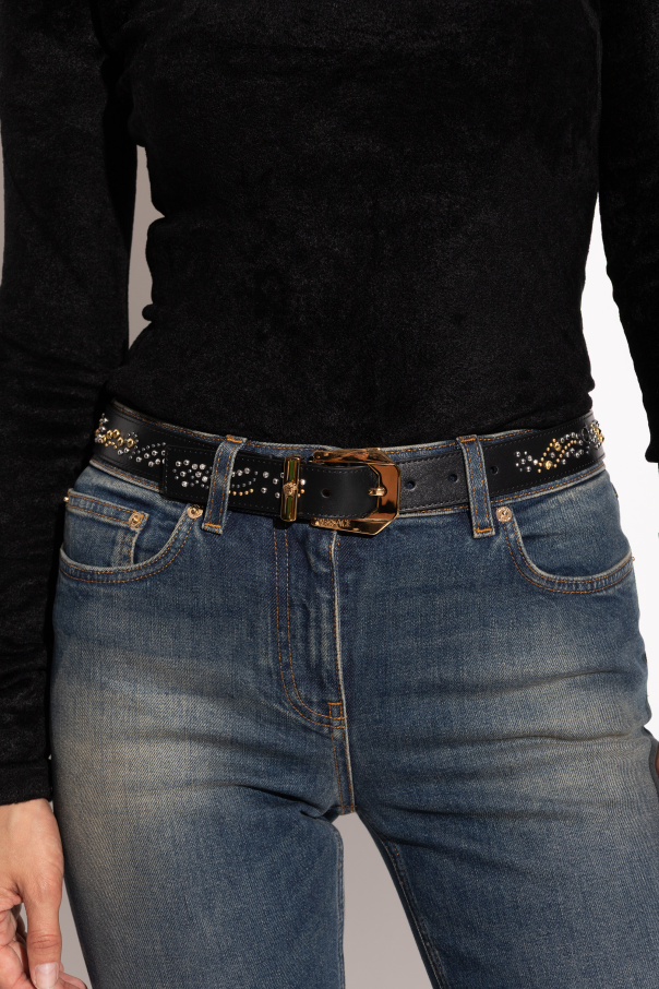 Versace Cinturón de cuero con aplicaciones