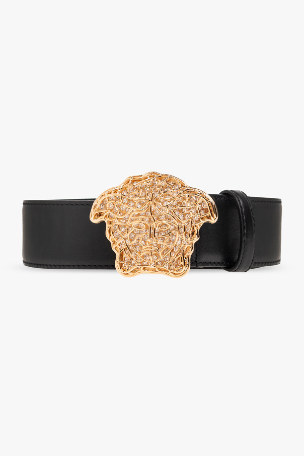 Versace Leather belt with decorative buckle
