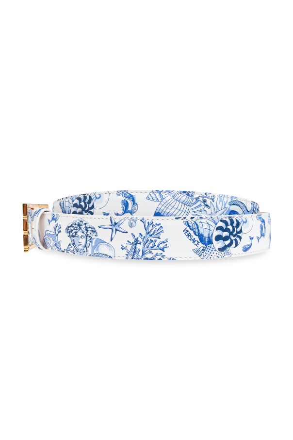 Versace Ledergürtel mit „Coral Theatre Allove“ Print