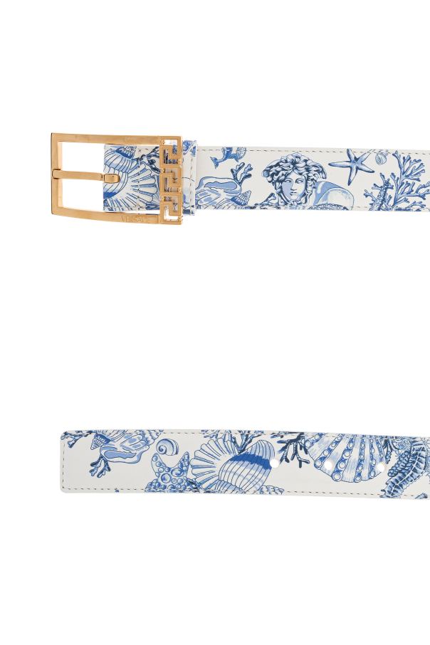 Versace Ledergürtel mit „Coral Theatre Allove“ Print
