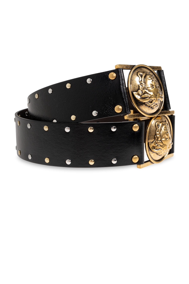 Versace Cinturón de cuero con tachuelas