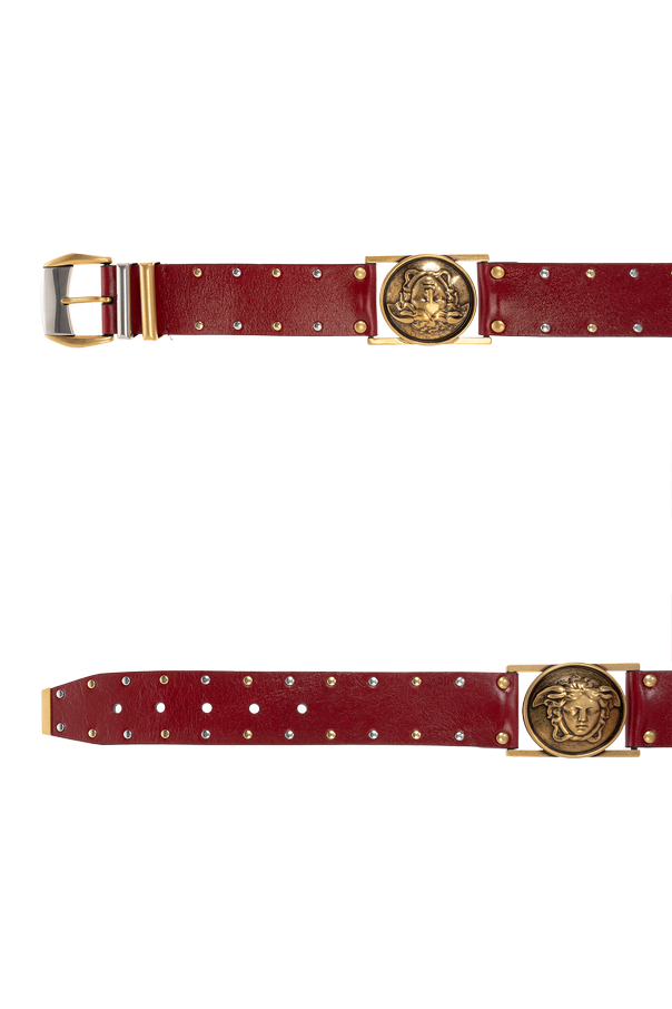 Versace Skórzany pasek z ćwiekami