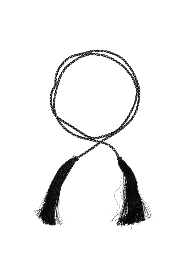 forte_forte Braided belt with shimmering crystals