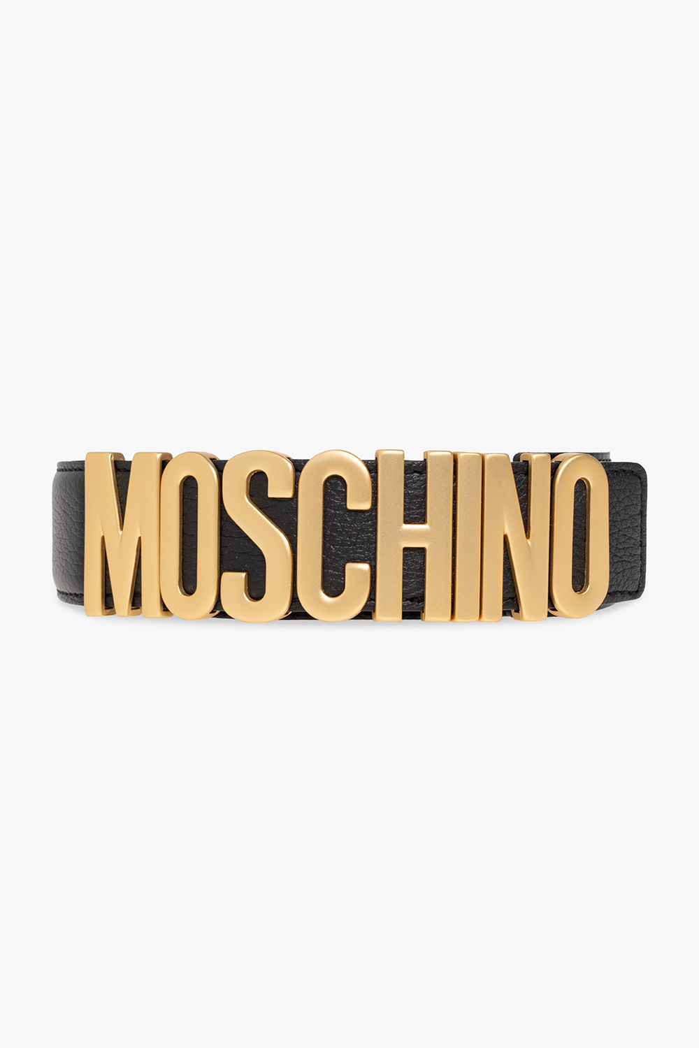 Moschino Black Logo Belt - Black Gold - Size: It 42 - Female