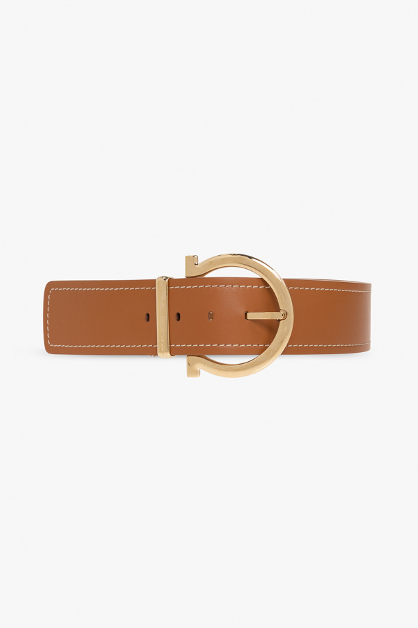 salvatore LEATHER Ferragamo Leather belt with decorative buckle