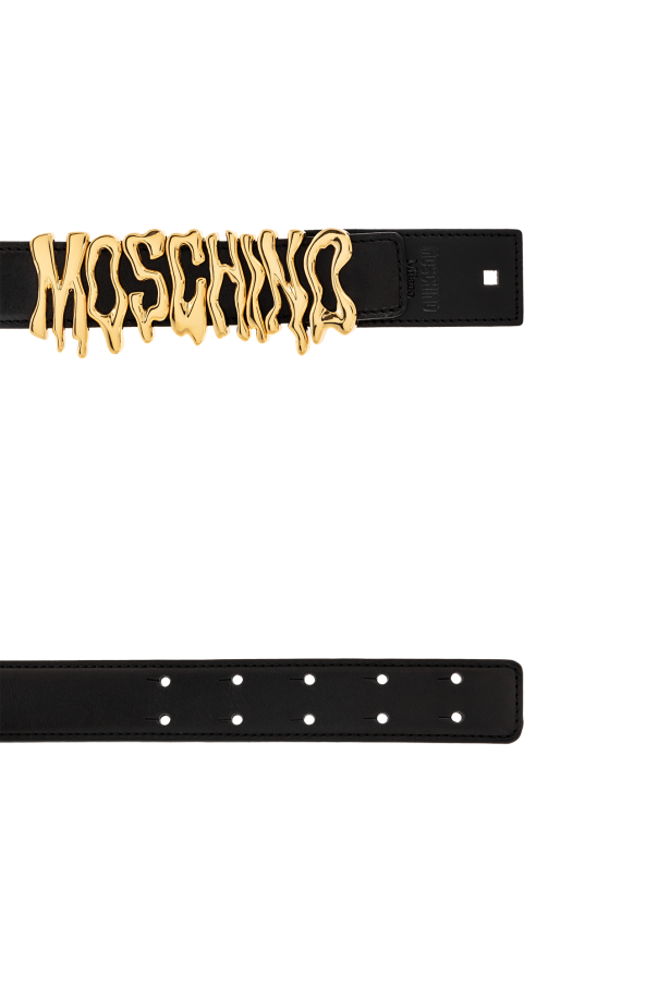 Moschino Skórzany pasek z logo