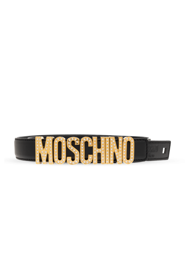 Moschino Skórzany pasek z logo