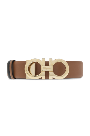 Leather belt with logo