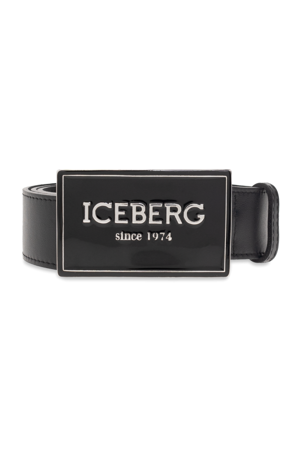 Iceberg Skórzany pasek z logo