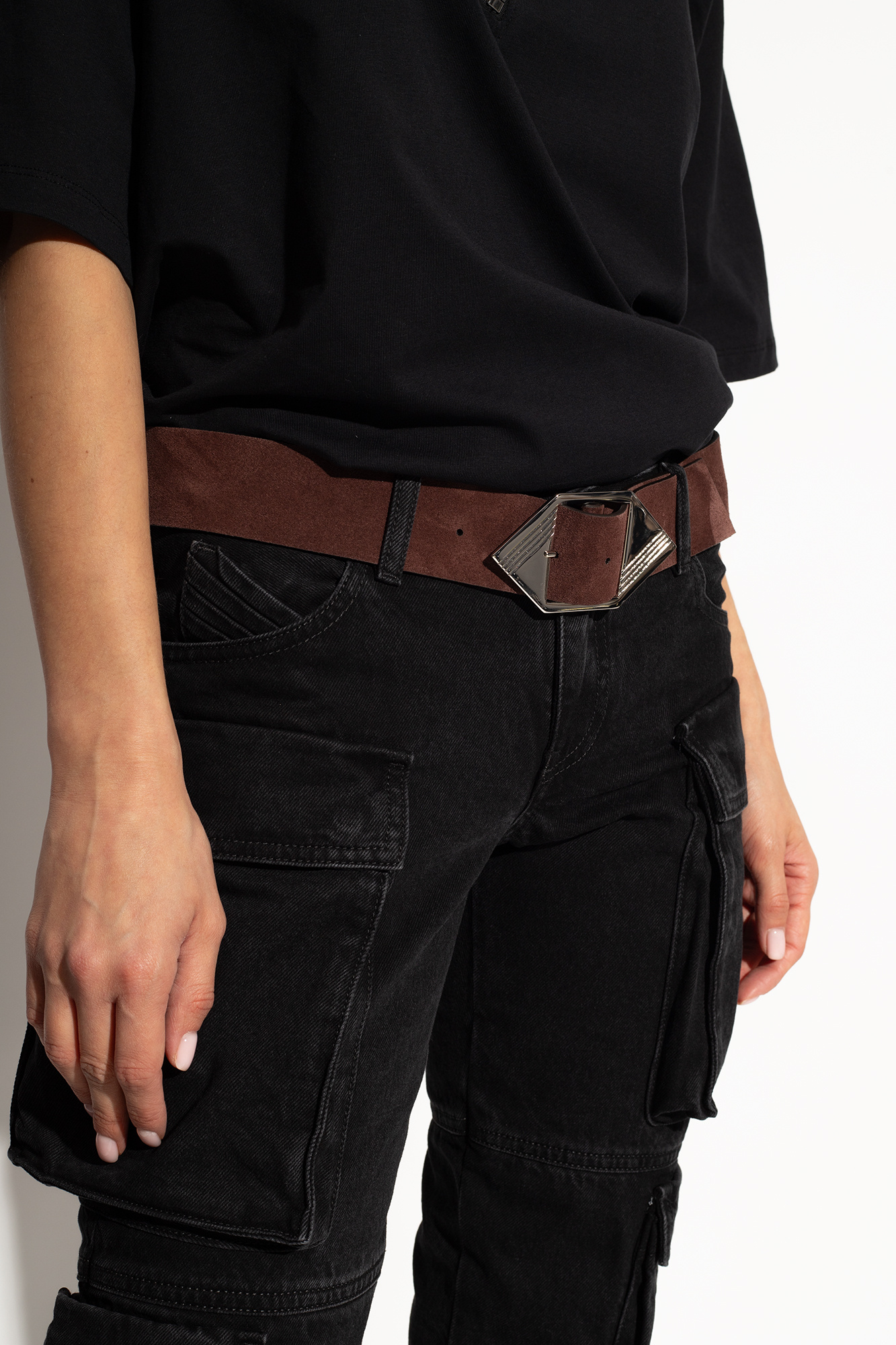 The Attico Suede belt with logo