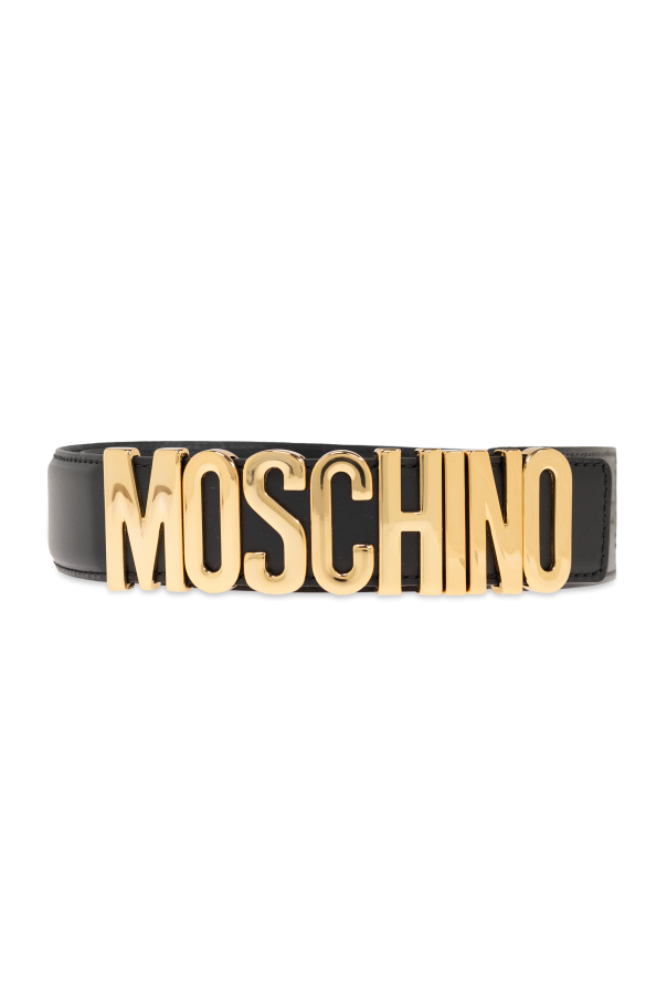 Moschino Skórzany pasek z logo