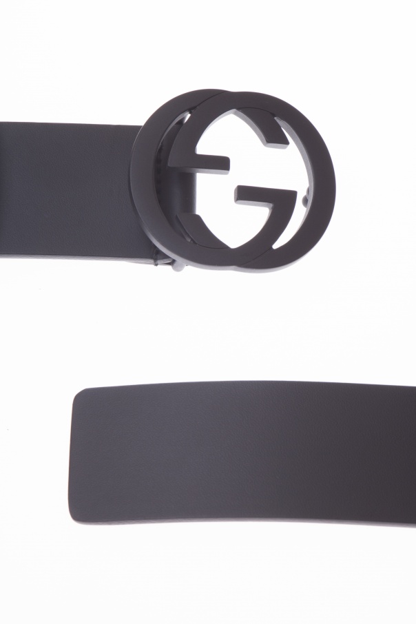 Gucci Leather Belt with 'Interlocking GG' Buckle