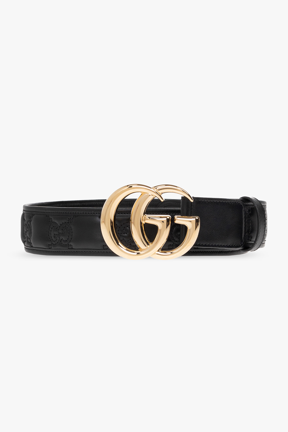 Gucci lined G belt 400593 80 CM BLACK LEATHER BLACK GG BUCKLE