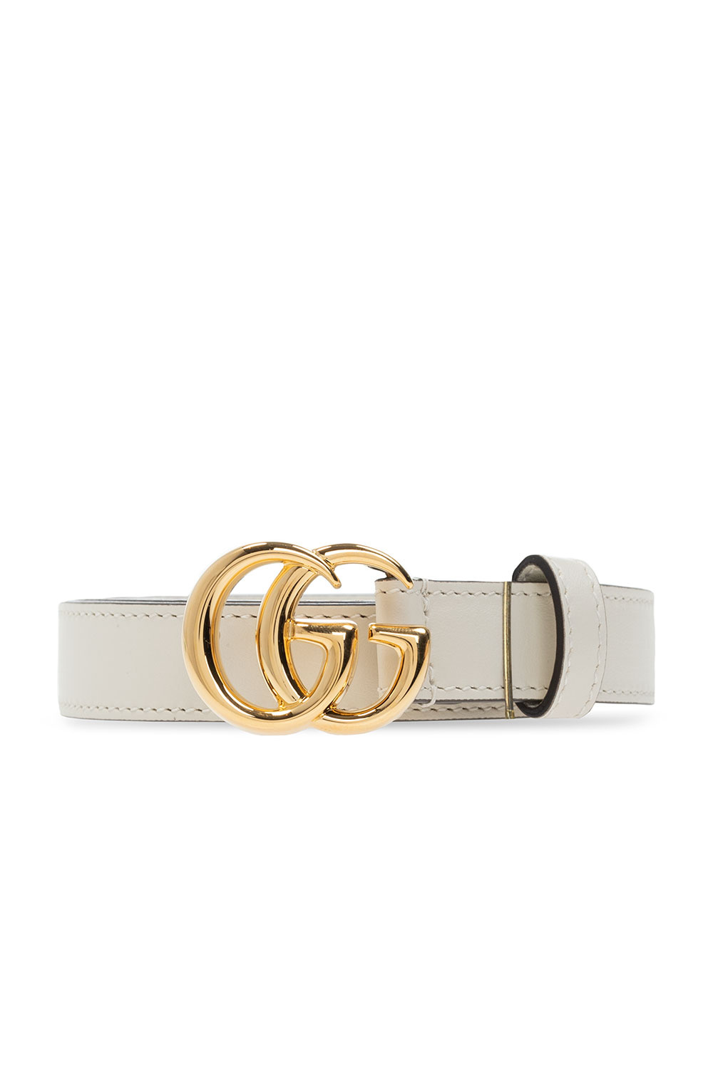 Gucci Width 2cm Leather Belt with Double G and White Crystals Buckle