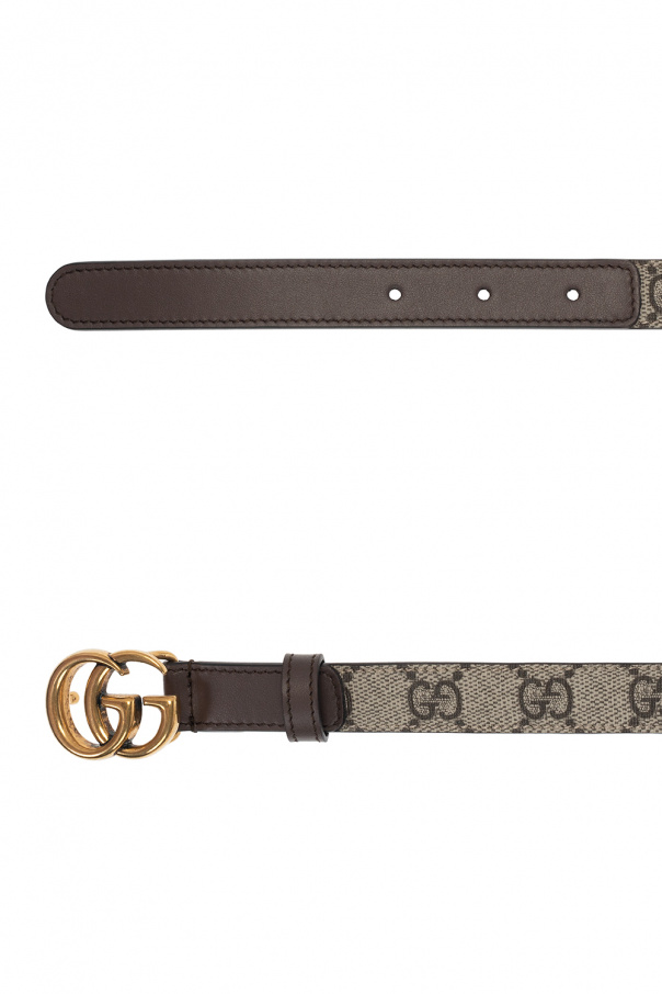 Gucci GG Double Buckle Canvas Leather Belt (Belts,Waist)