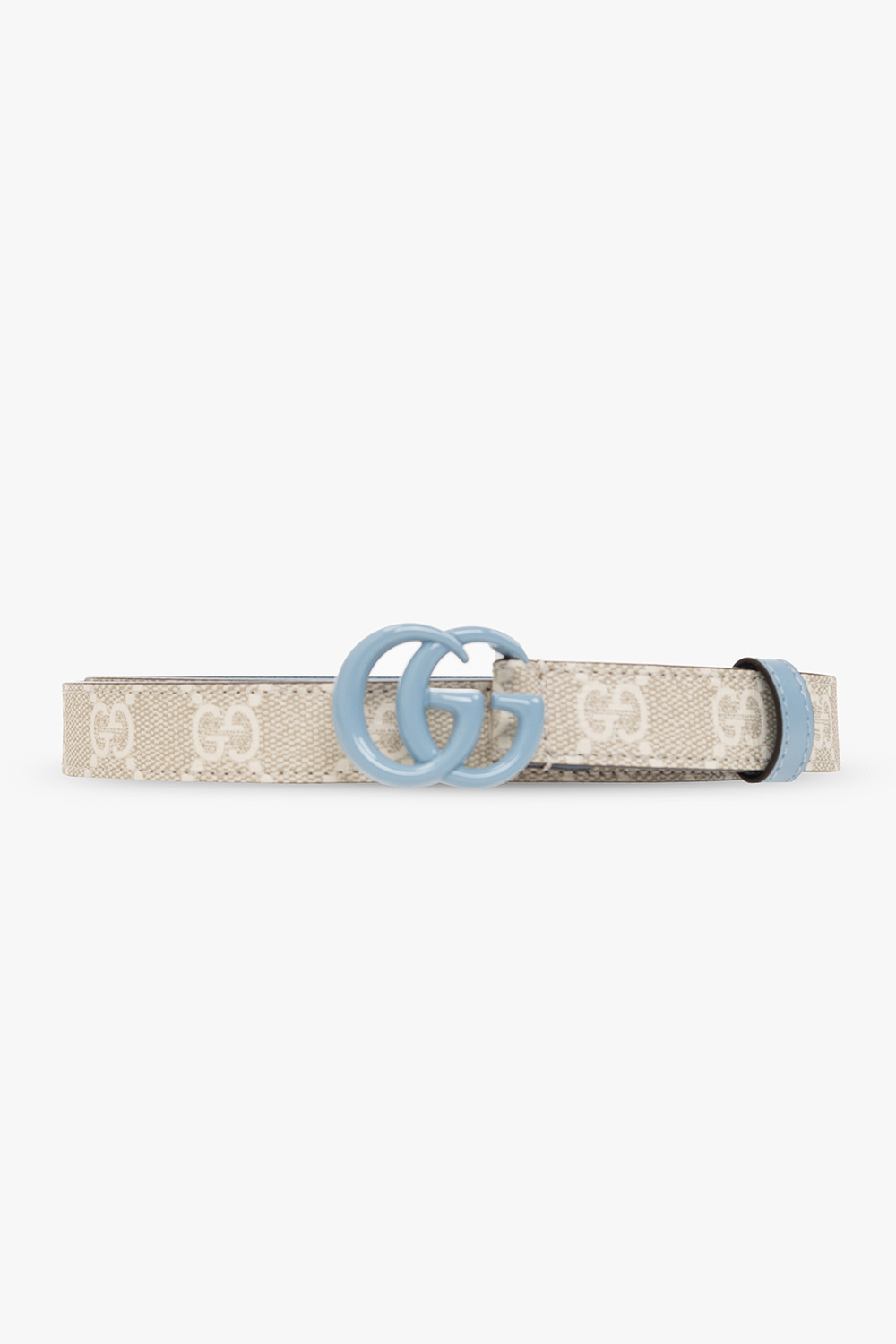 Gucci Width 2cm Leather Belt with Double G and White Crystals Buckle
