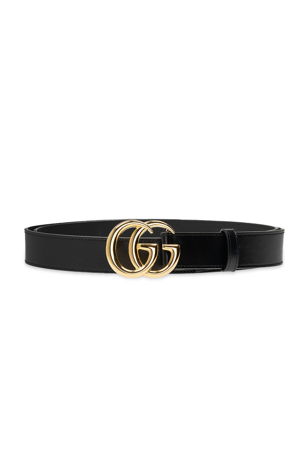 gucci leather Leather belt with logo