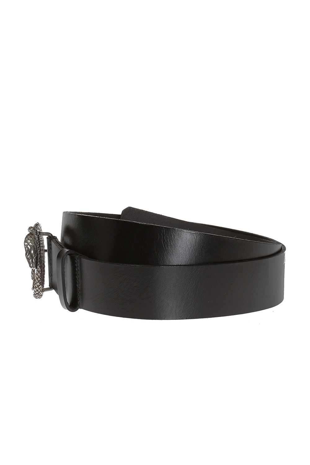 Saint Laurent Black Leather Square Buckle Belt