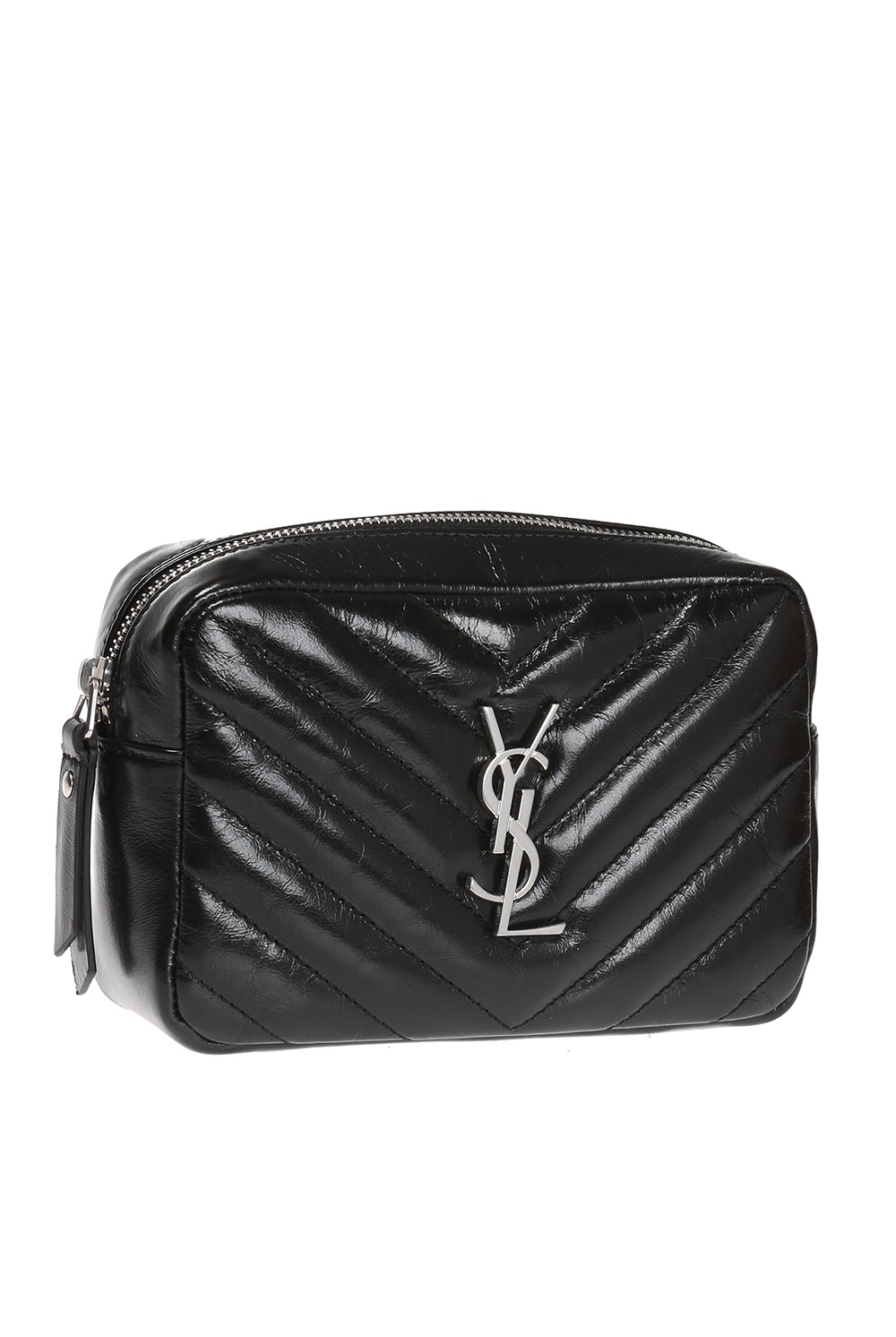 Saint Laurent Black Quilted Logo Detail Leather Belt Bag