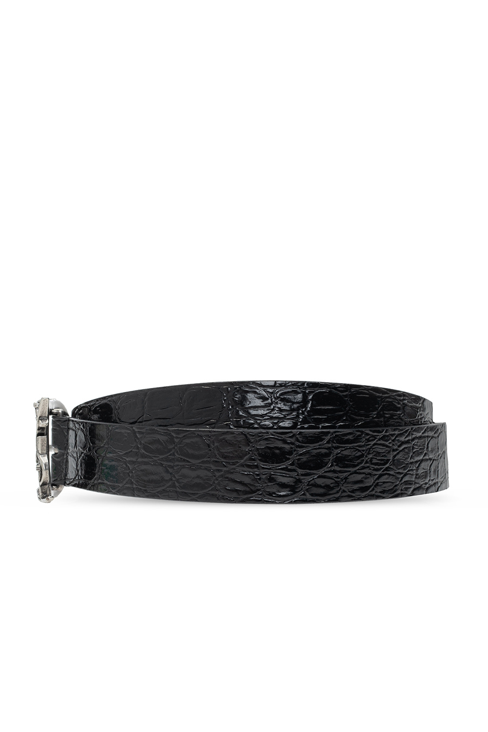 Saint Laurent 3cm Logo-embellished Croc-effect Leather Belt - Men - Brown Belts