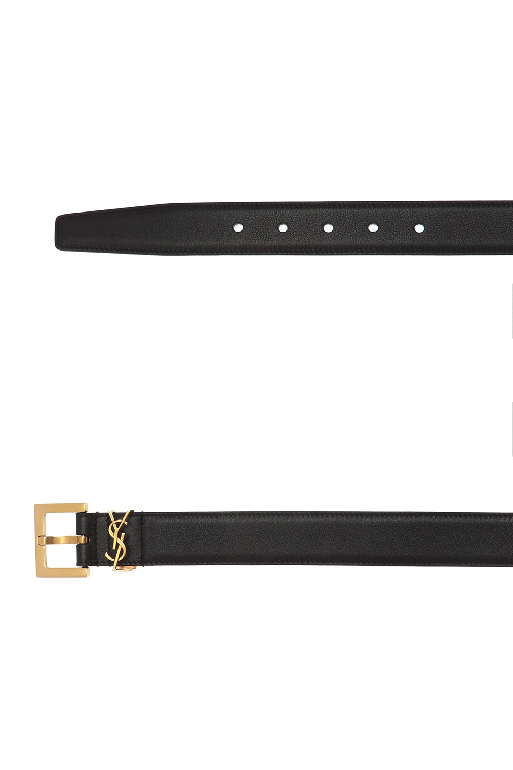 SAINT LAURENT YSL Black Leather Womens Wide Adjustable Belt Size 85