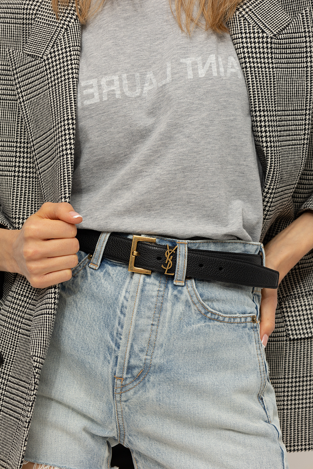 Saint Laurent Leather belt with logo