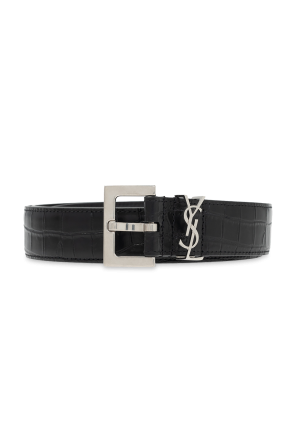 Leather belt with logo