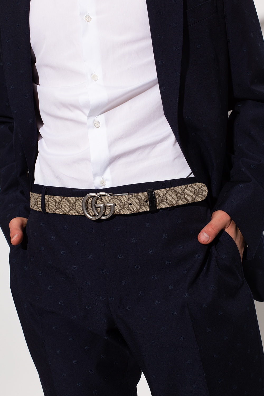 gucci belt with suit