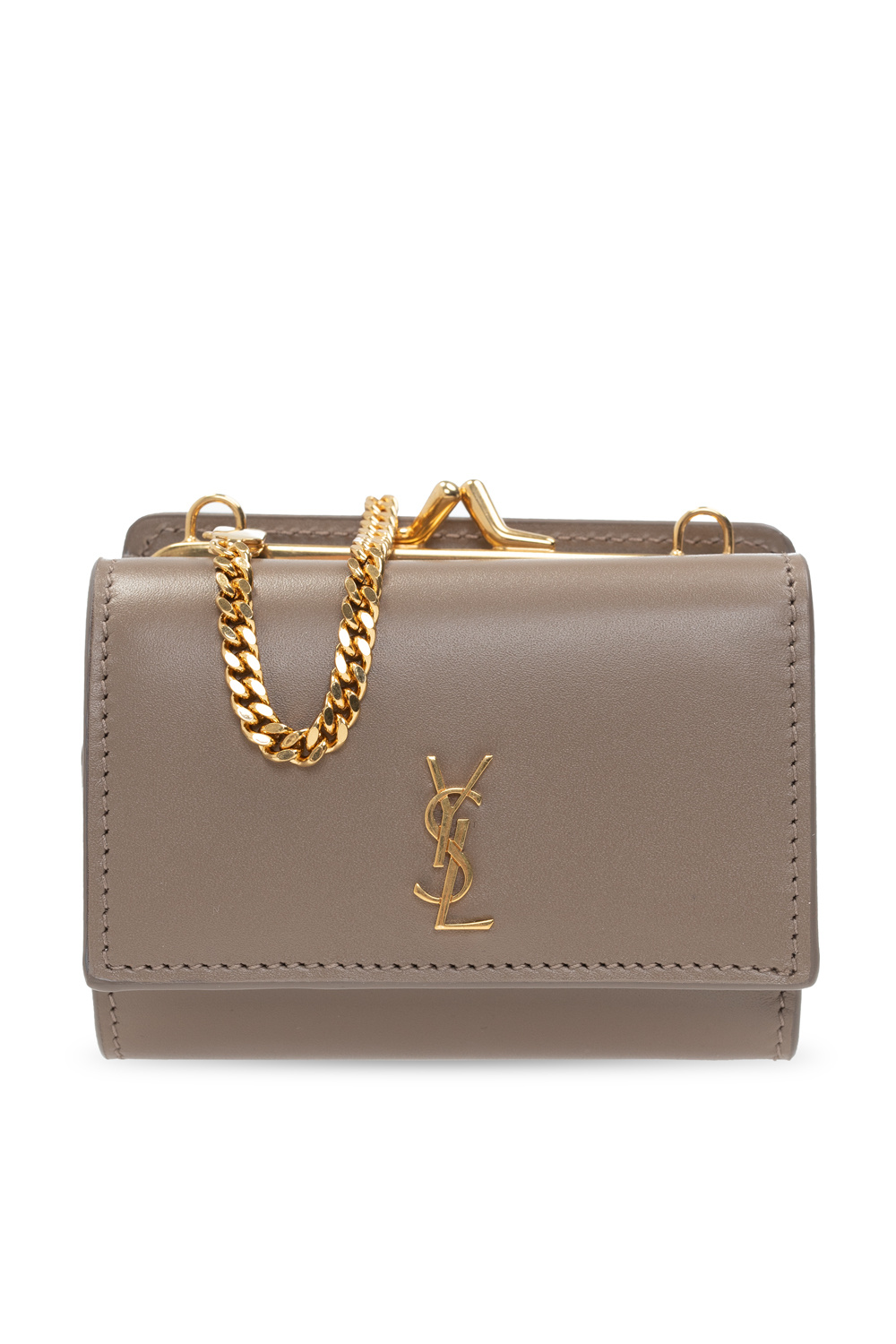 Yves Saint Laurent YSL Chevron Leather Bill Pouch in white calf
