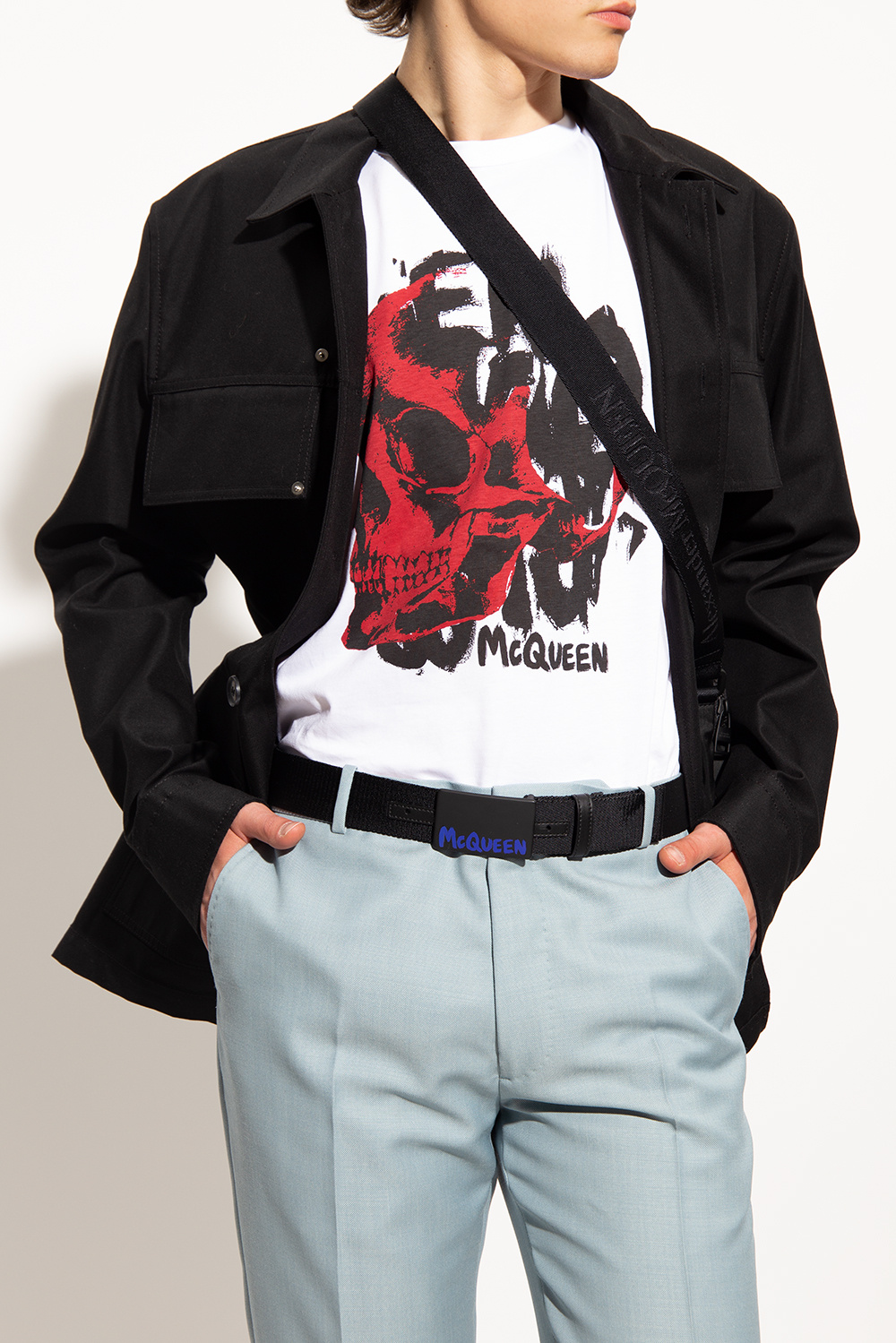 Alexander McQueen Wicca Velvet-Covered Leather Shoulder Bag - IetpShops  Kenya - Belt with logo Alexander McQueen