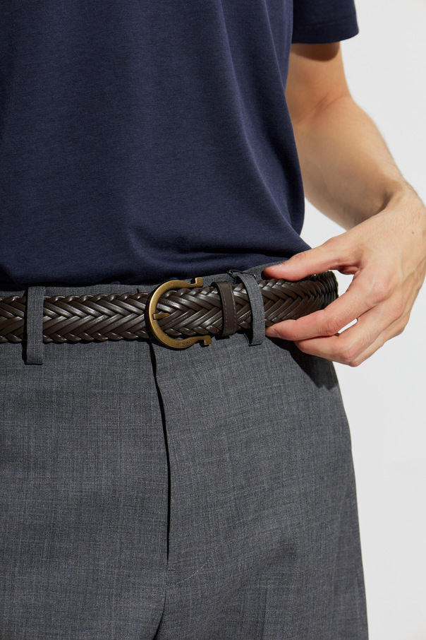 FERRAGAMO Leather belt with decorative weave