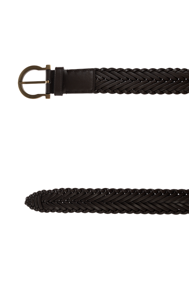 FERRAGAMO Leather belt with decorative weave