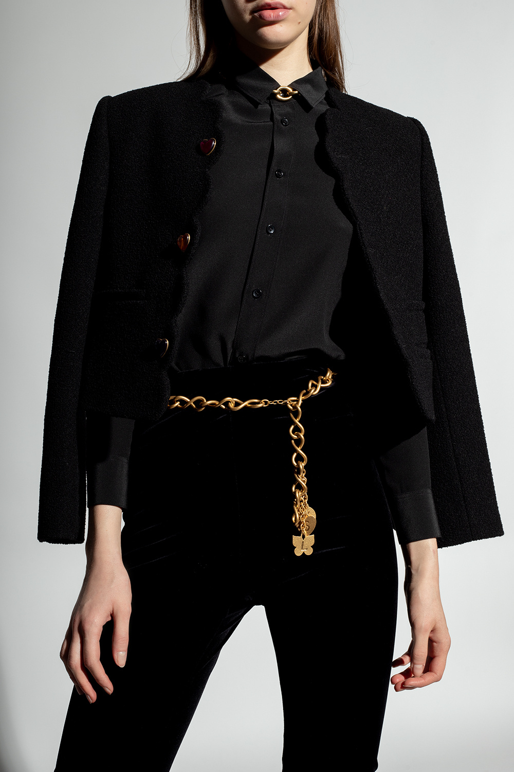 Saint Laurent SAINT LAURENT lurex-detail long-sleeve jumper Schwarz