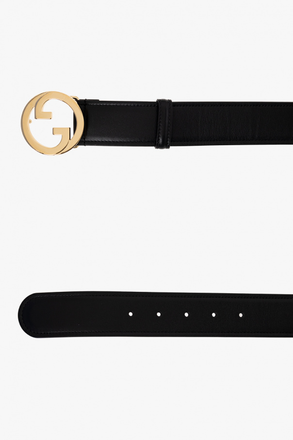 gucci grain Leather belt with logo