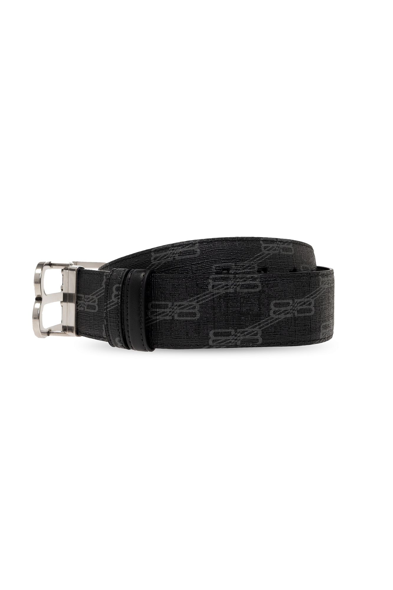 Balenciaga 718103 210JW REVERSIBLE BB MONOGRAM Belt Black